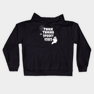 Thick Thighs Spooky Vibes (White) Kids Hoodie